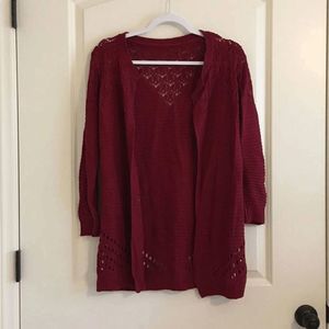 Red Open Cardigan